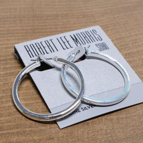 ROBERT LEE MORRIS SilverTone Classic Hoop Earrings Bestseller Gift Idea - Picture 2 of 3